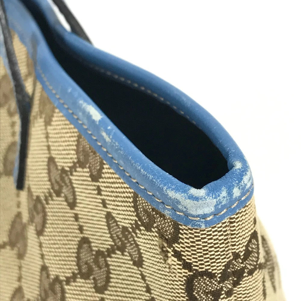 Gucci Blue Tote Parrot Charm Canvas Papagallo Bag GG Leather Handbag - Picture 11 of 15